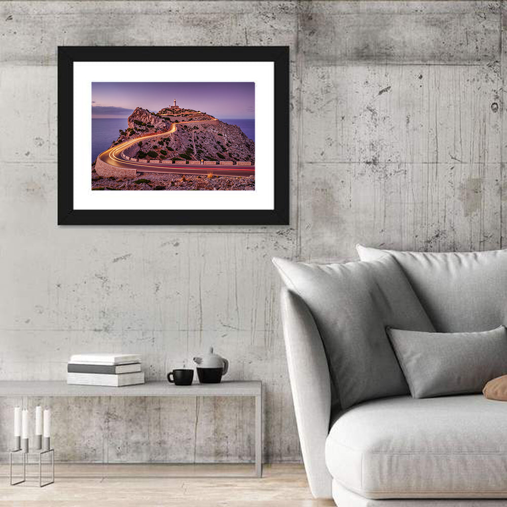 Formentor Lighthouse at Dusk Wall Art in a room, landscape
