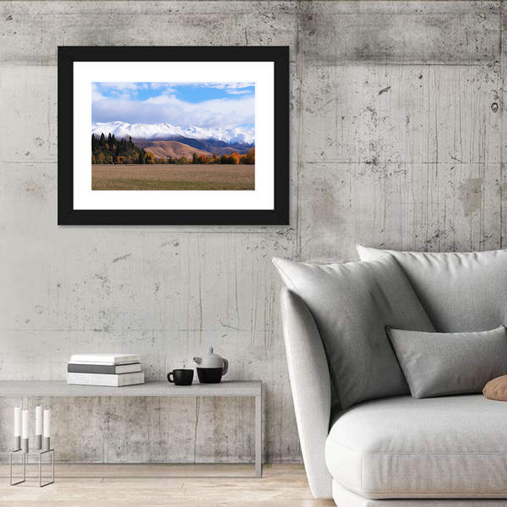 Ben Ohau Mountain Meadow Wall Art in a room, landscape