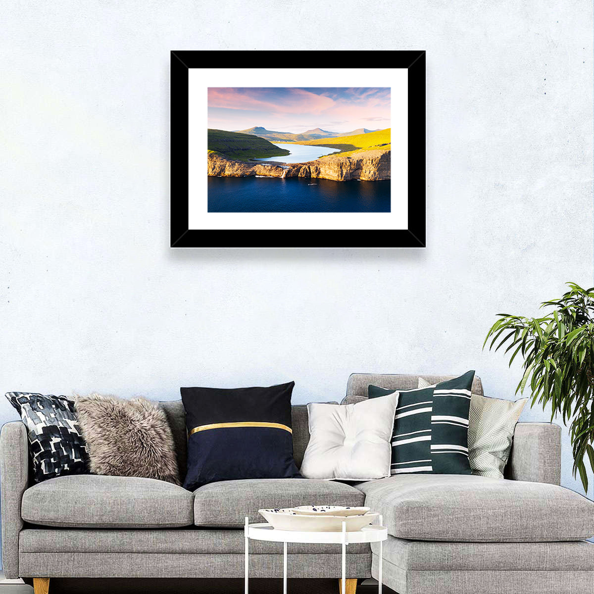 Sørvágsvatn Cliffs at Golden Hour Wall Art