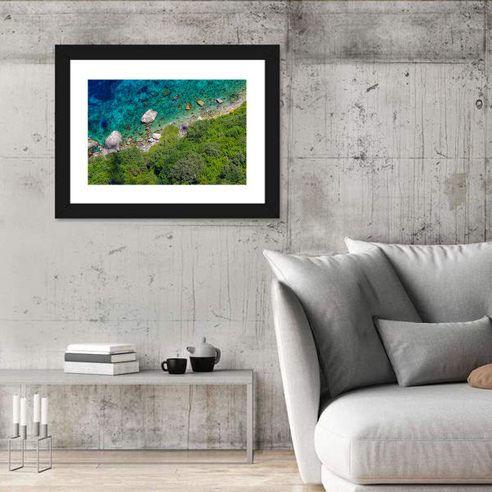 Capri Island Coast Wall Art in a room, landscape