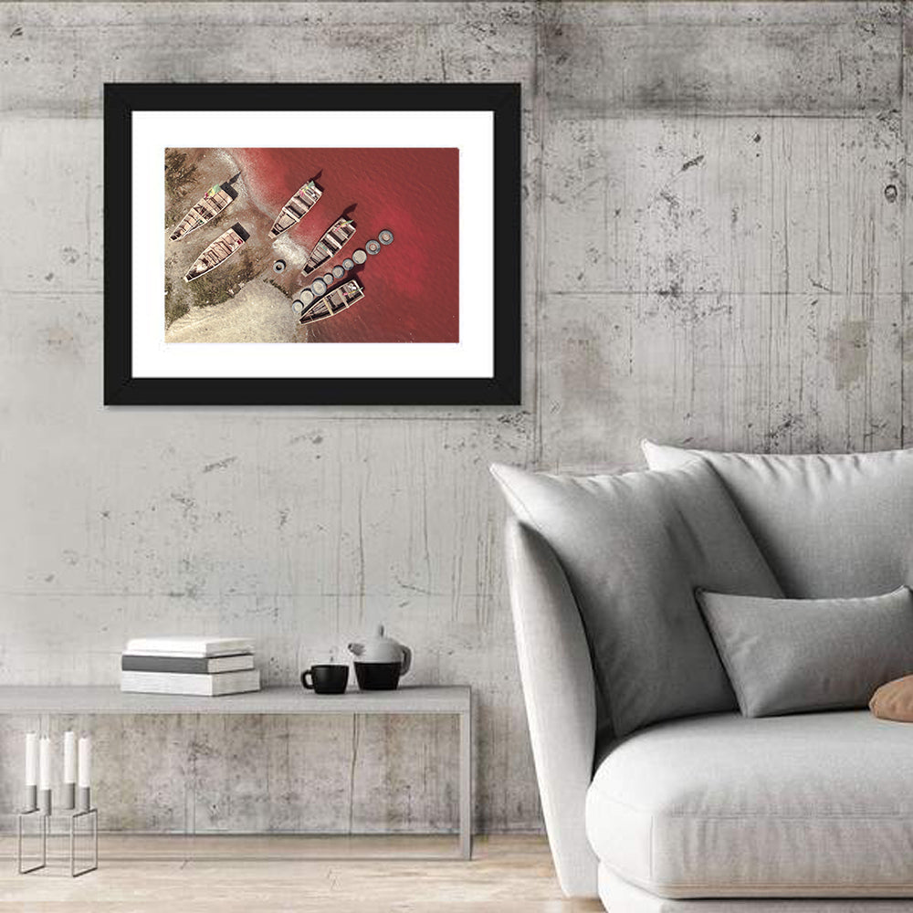 Wooden Boats on Lake Retba Wall Art
