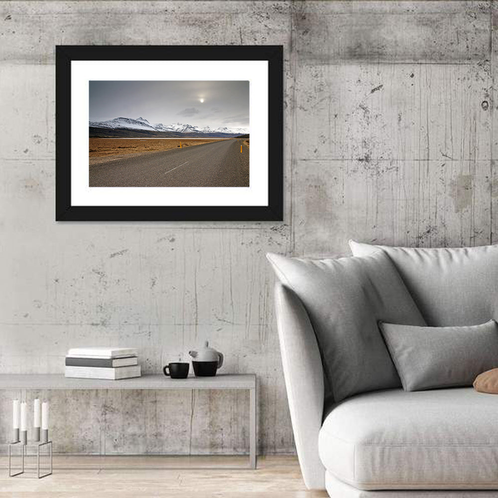 Icelandic Road to Snow-capped Mountains Wall Art