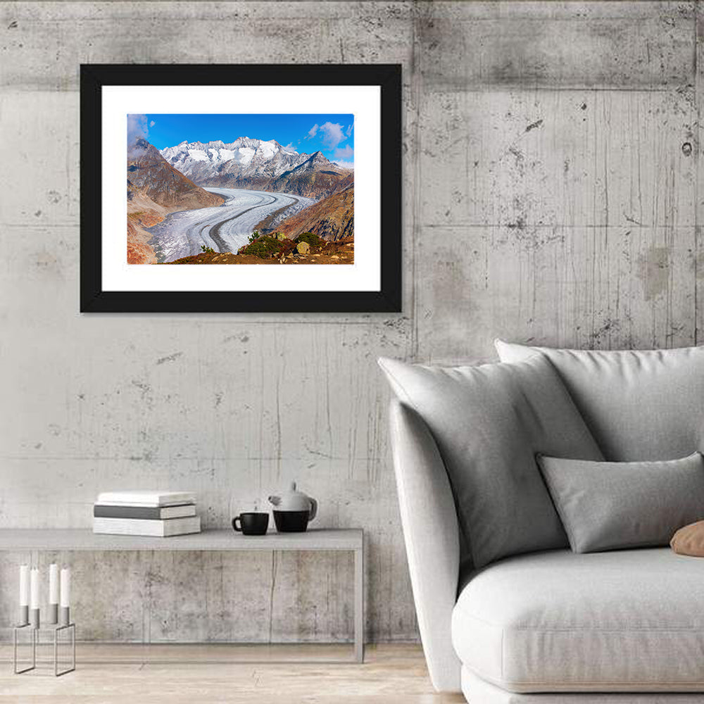 Aletsch Glacier Valley Wall Art in a room, landscape