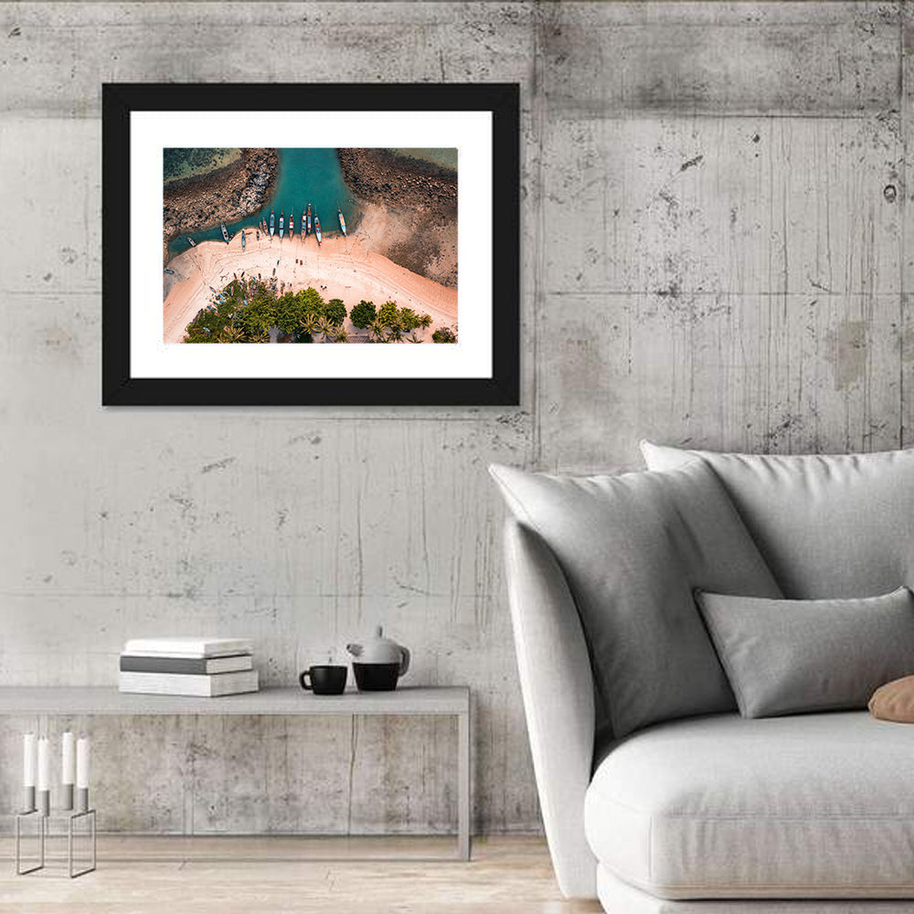 Koh Samui Long-tail Boats Wall Art in a room, landscape