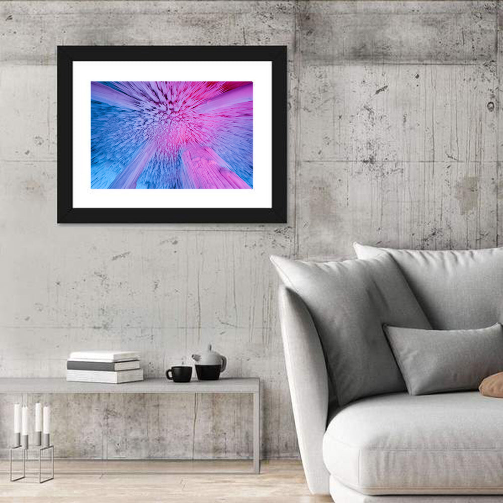 Ethereal Ice Cave Icicles Wall Art in a room, landscape