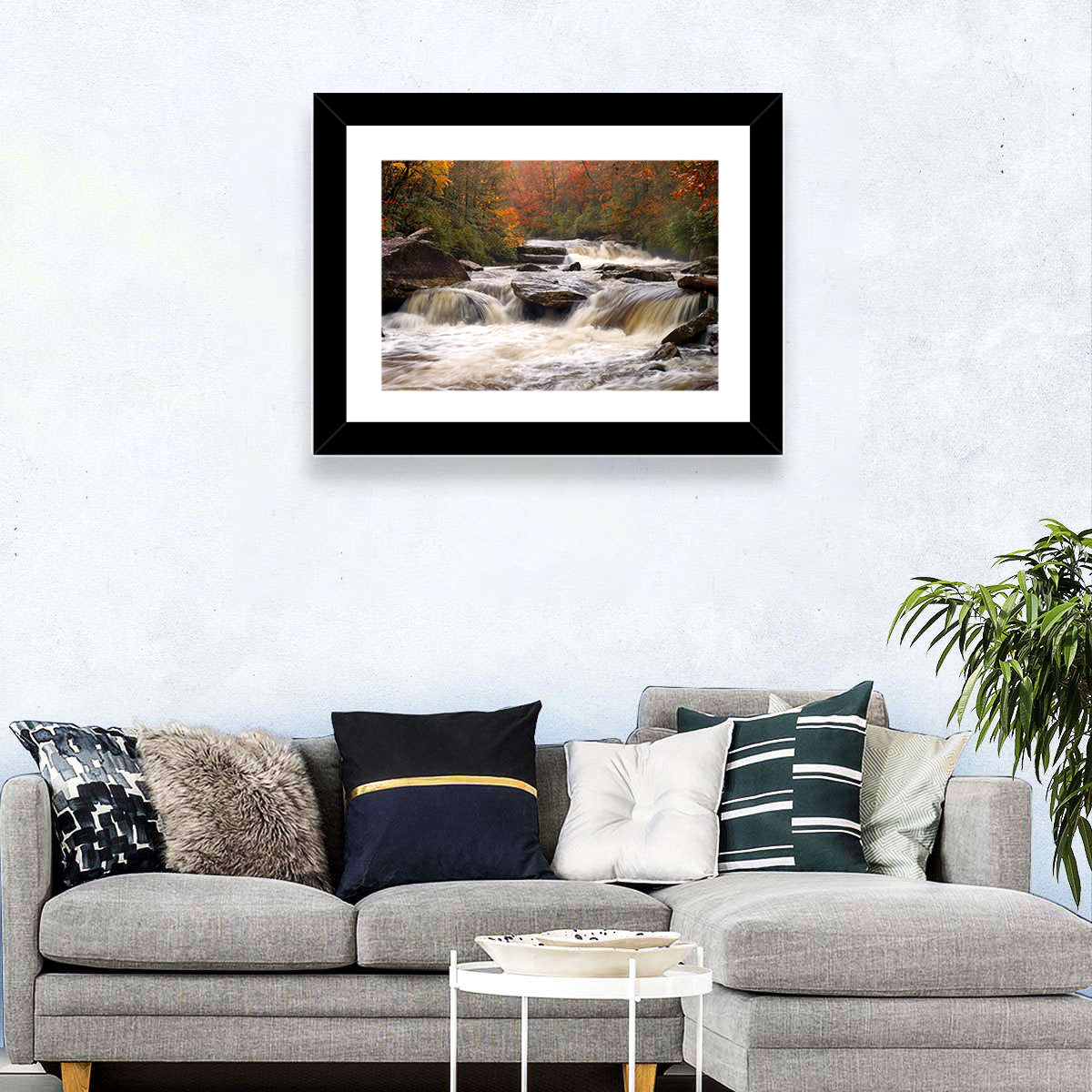 Carolina River in Autumn Wall Art in a room, landscape
