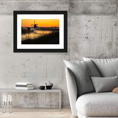 Misty Sunrise Windmill Wall Art