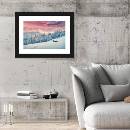 Cabin at Winter Sunrise Wall Art