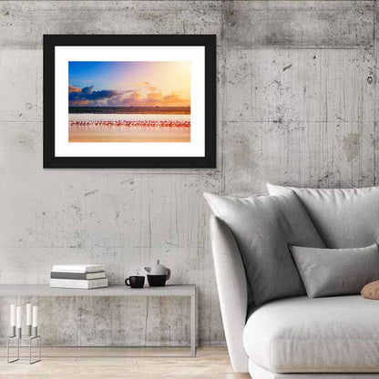 Amboseli Flamingos at Sunset Wall Art