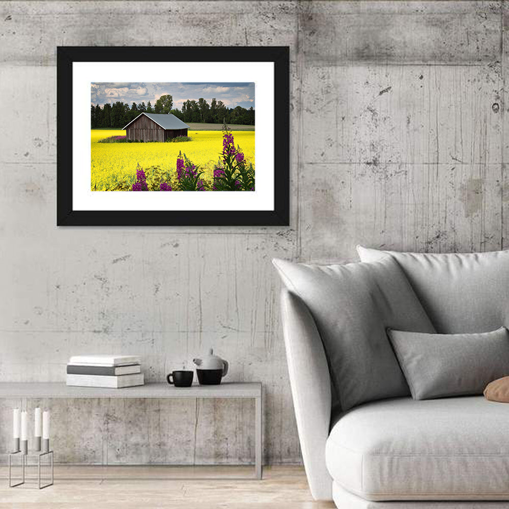 Finnish Barn in Yellow Field Wall Art