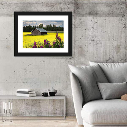 Finnish Barn in Yellow Field Wall Art