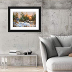 Winter Forest Path with Cabin Wall Art
