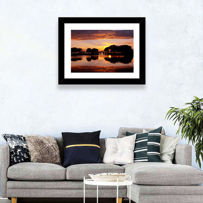 Tranquility Bridge at Sunset Wall Art