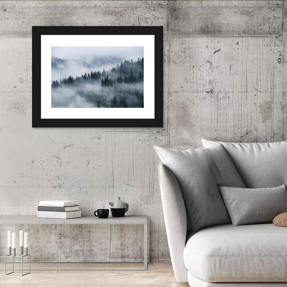 Misty Mountain Pine Forest Wall Art