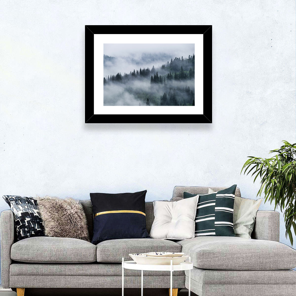 Misty Mountain Pine Forest Wall Art
