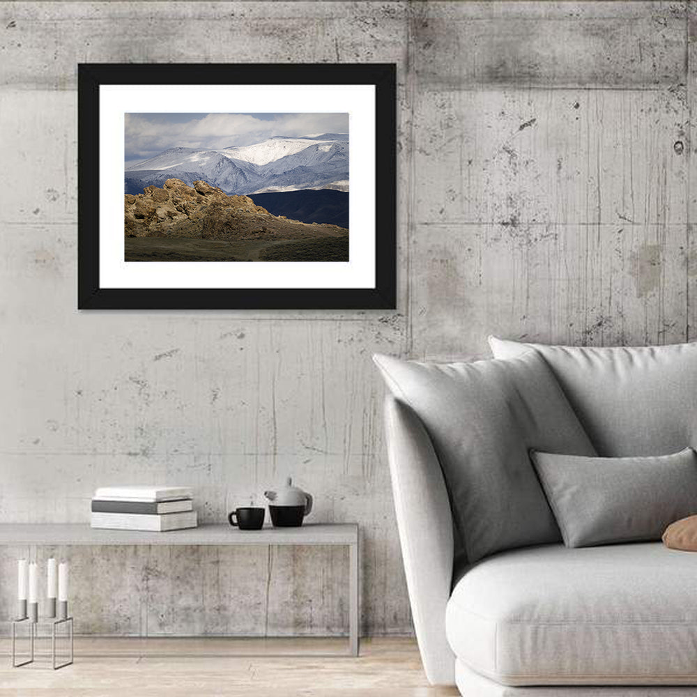 Wonderstone Snow-dusted Mountains Wall Art in a room, landscape