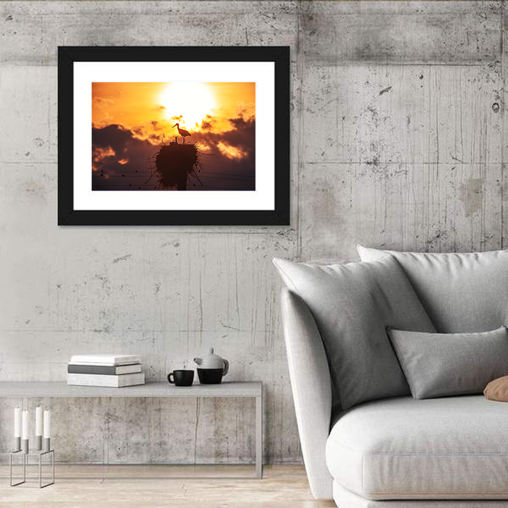 Stork Nest at Sunset Wall Art