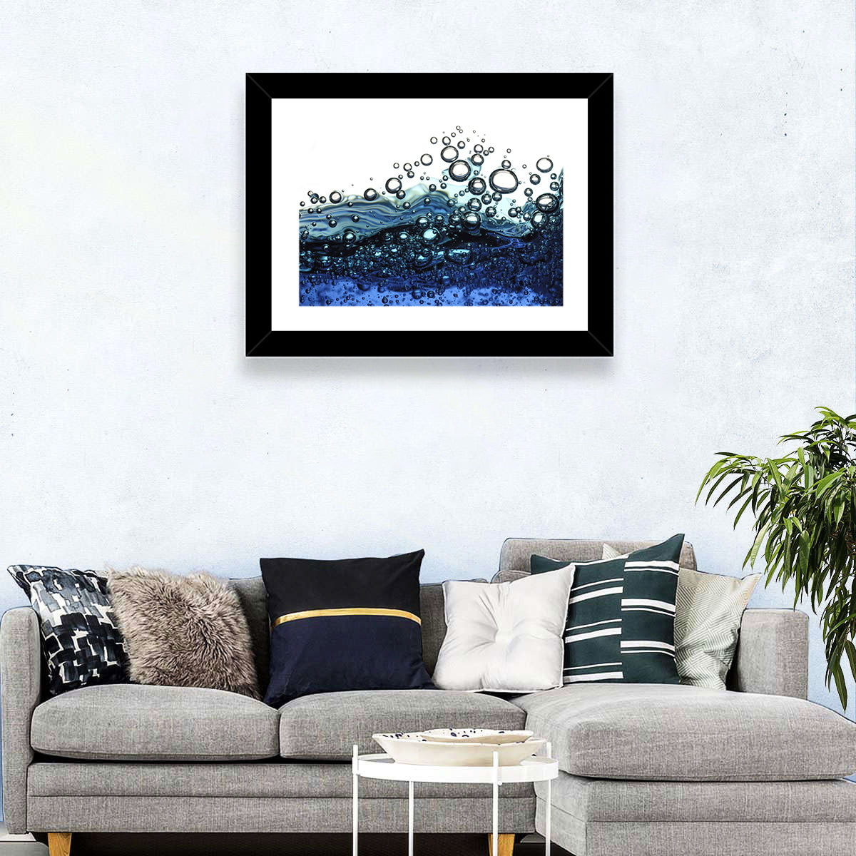 Underwater Bubbles Wall Art in a room, landscape
