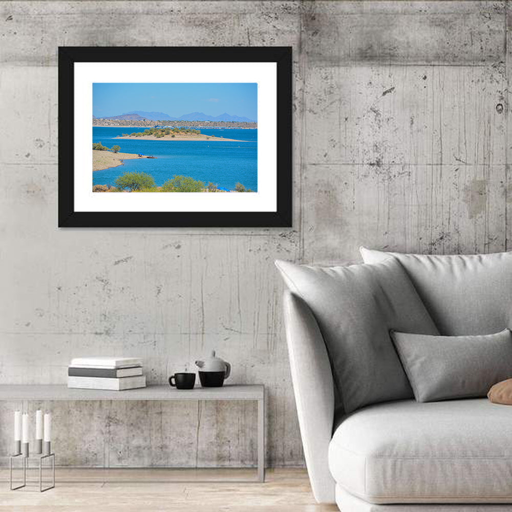 Lake Pleasant Shoreline with Boat Wall Art
