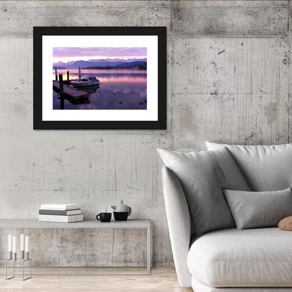Lake Lucerne Pier at Dusk Wall Art