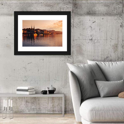Lucerne Lake Sunset Skyline Wall Art
