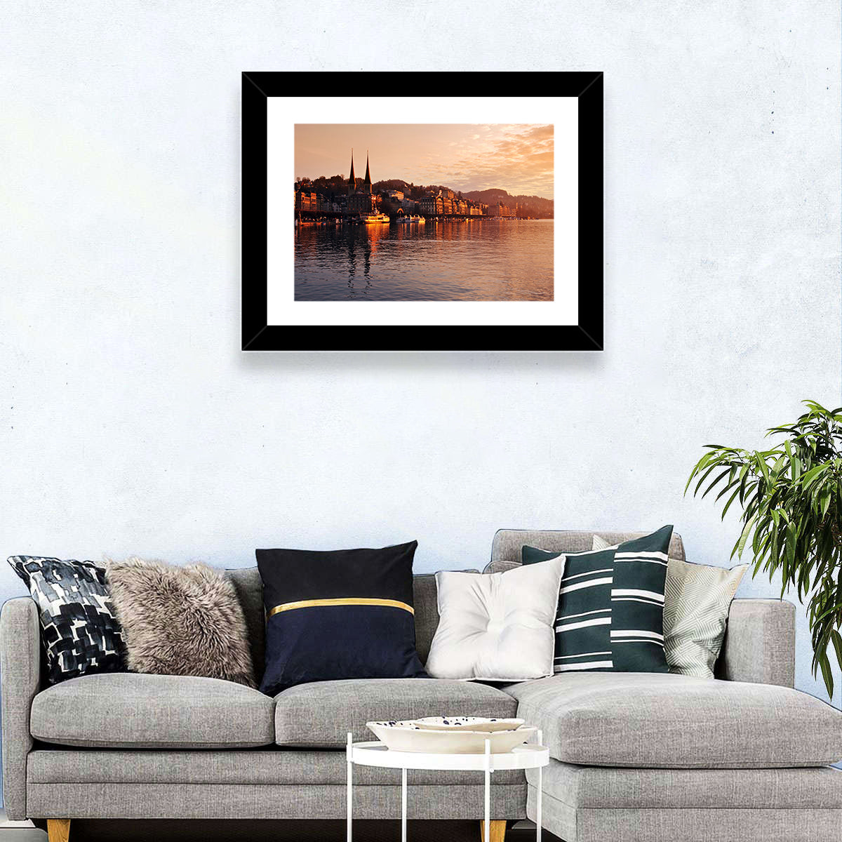 Lucerne Lake Sunset Skyline Wall Art