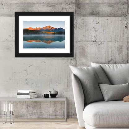 Patricia Lake and Mount Pyramid at Golden Hour Wall Art