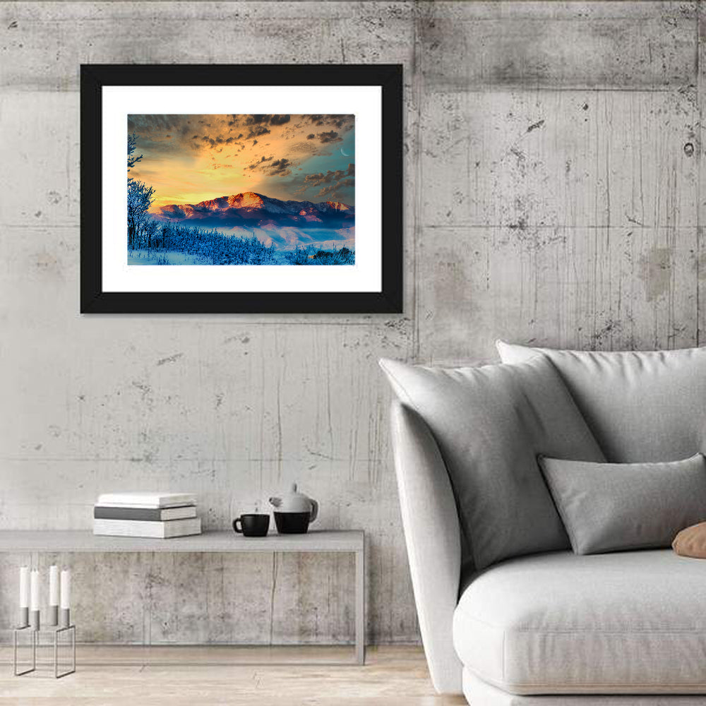 Pikes Peak Golden Sunset Wall Art