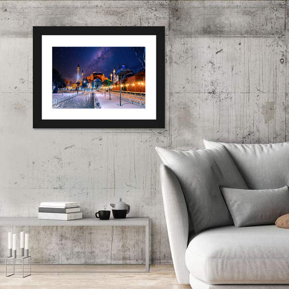 Hagia Sophia Under Starry Sky Wall Art in a room, landscape