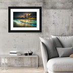 Shoreline Sunset with Boat Silhouette Wall Art