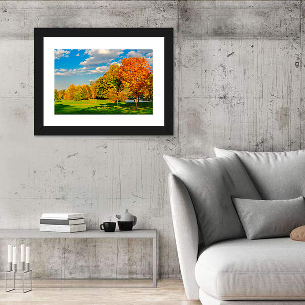 Autumn Trees and Lakeside Lawn Wall Art