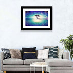 Glowing Island Tree Under Starry Nebula Wall Art