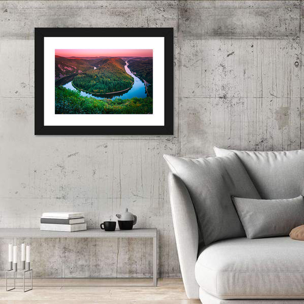 Saarschleife River Loop Wall Art in a room, landscape