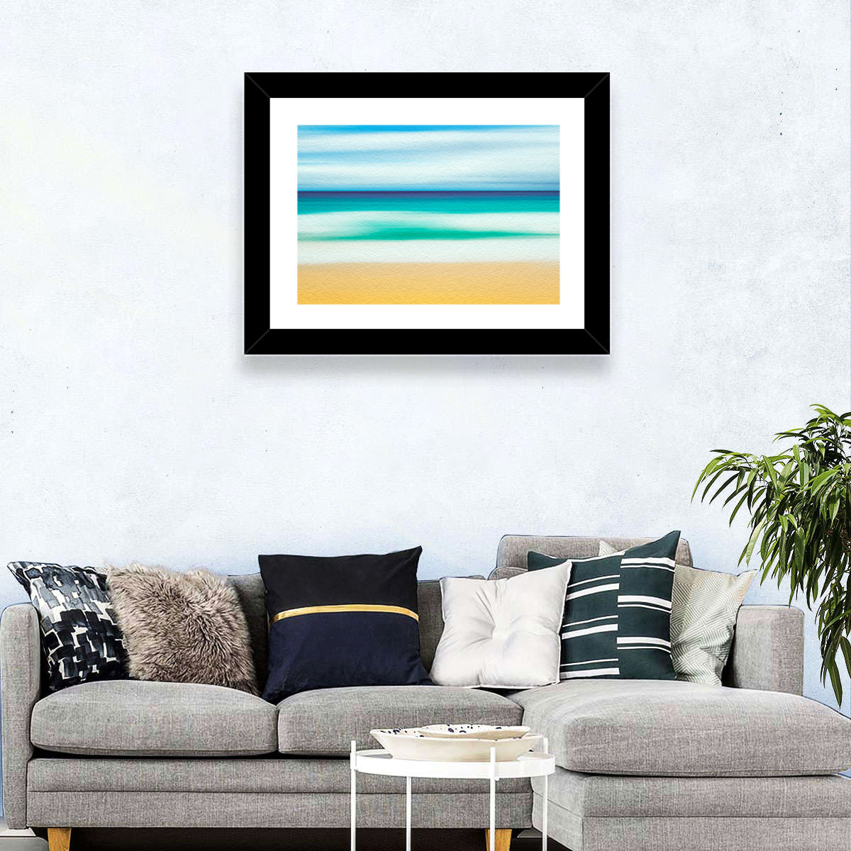 Sand and Surf Abstraction Wall Art in a room, landscape