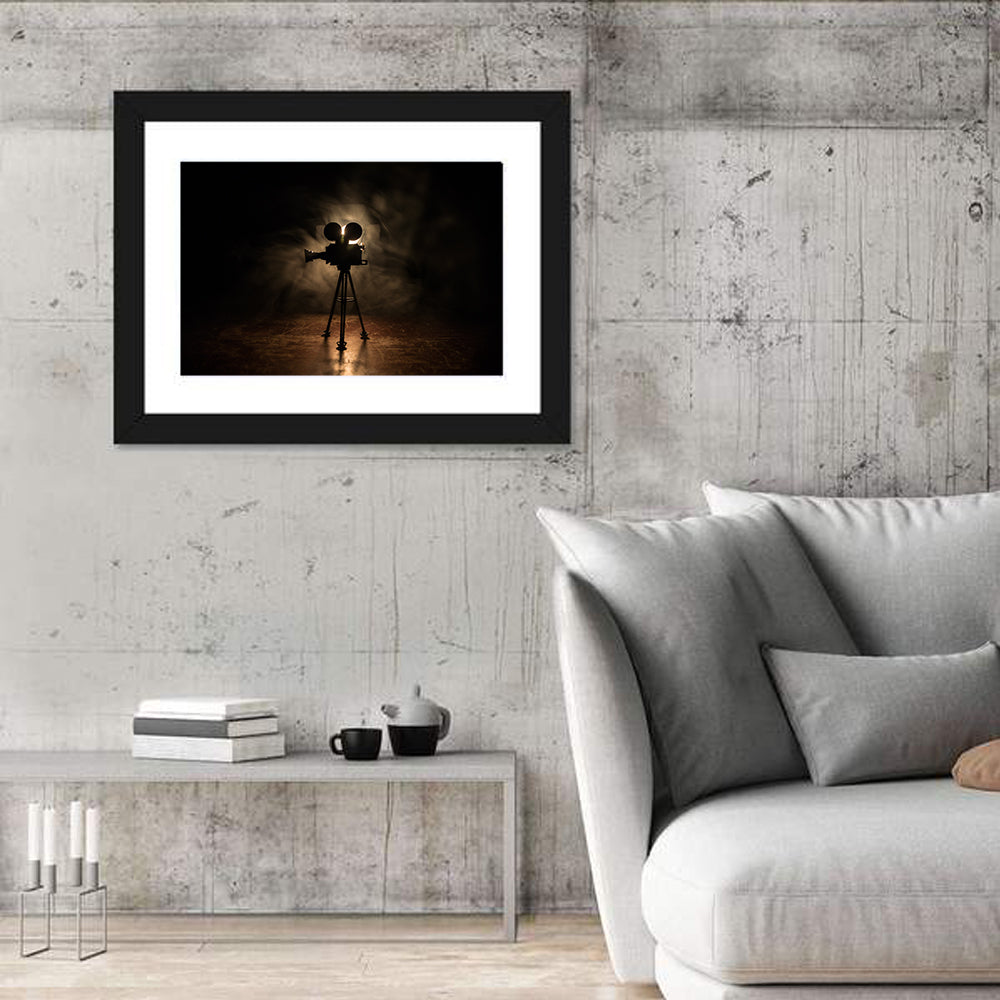 Backlit Vintage Movie Camera Wall Art