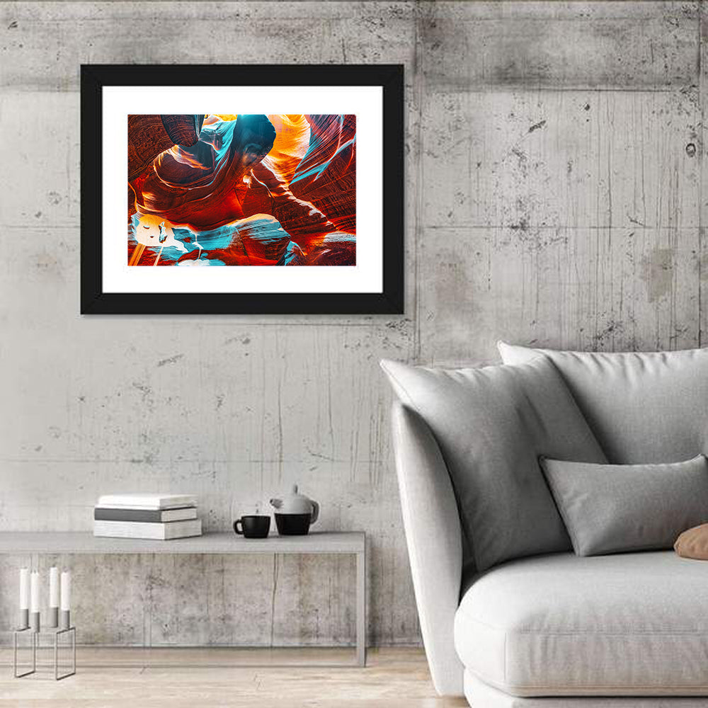 Antelope Canyon Crevice Light Wall Art in a room, landscape
