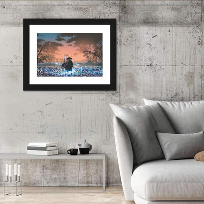 Straw Hat Samurai at Dusk Wall Art
