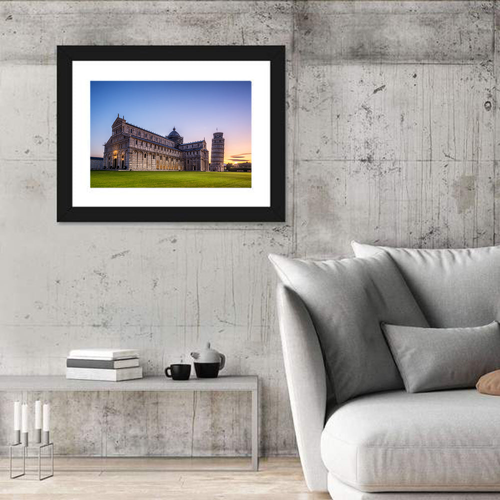 Leaning Tower of Pisa at Dusk Wall Art in a room, landscape