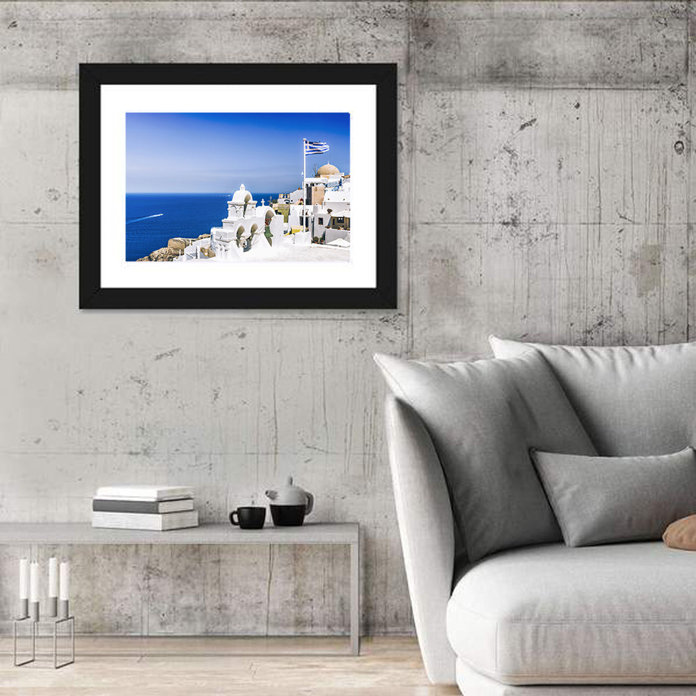 Oia Bell Tower, Santorini Wall Art in a room, landscape
