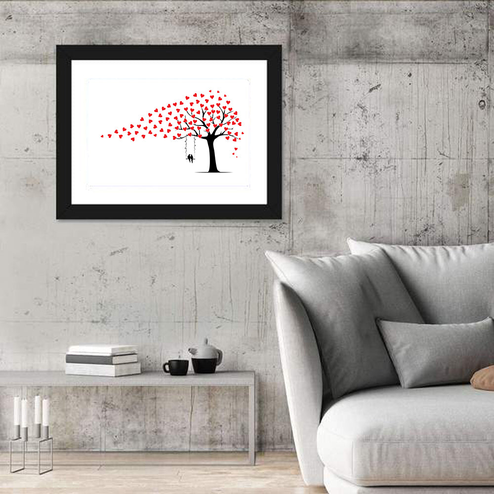 Heart Leaf Tree Silhouette Wall Art