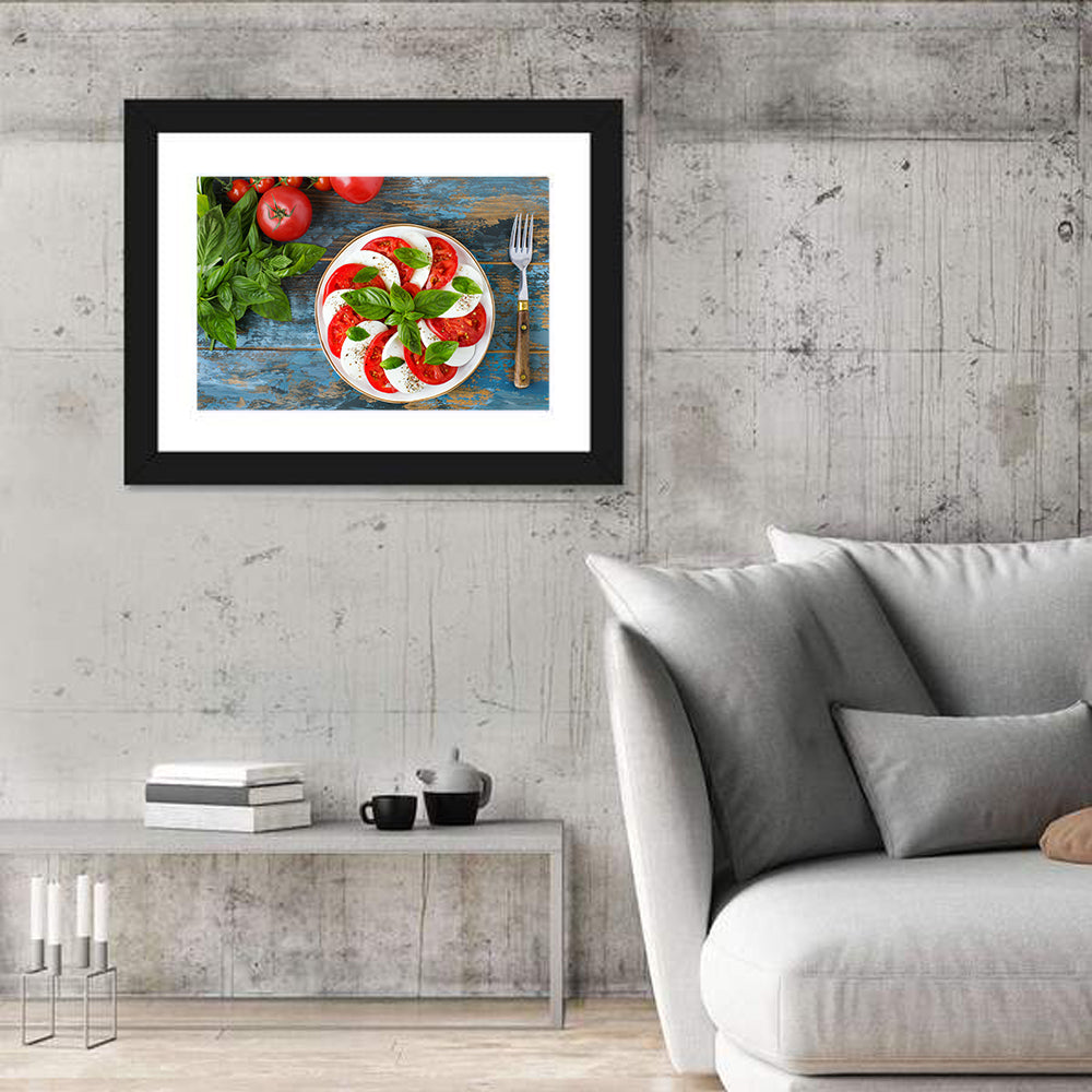 Rustic Caprese Salad with Basil Wall Art