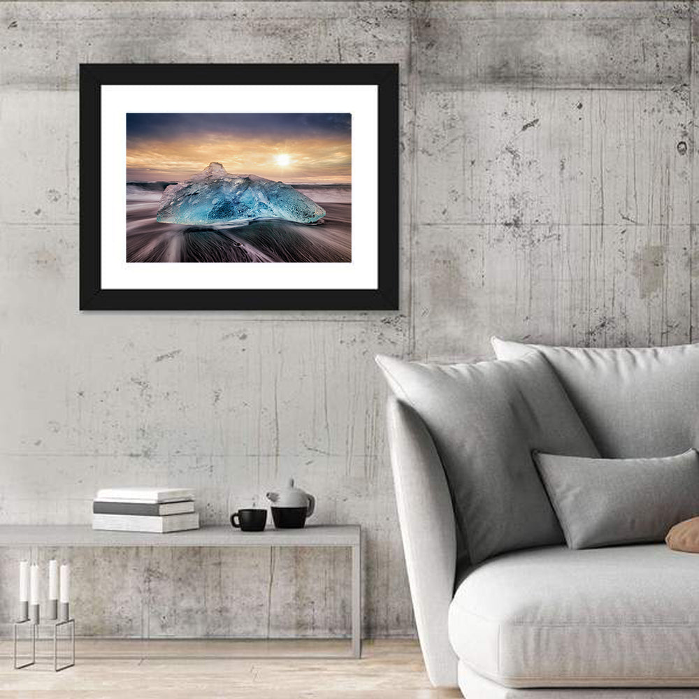 Diamond Beach Iceberg at Sunset Wall Art