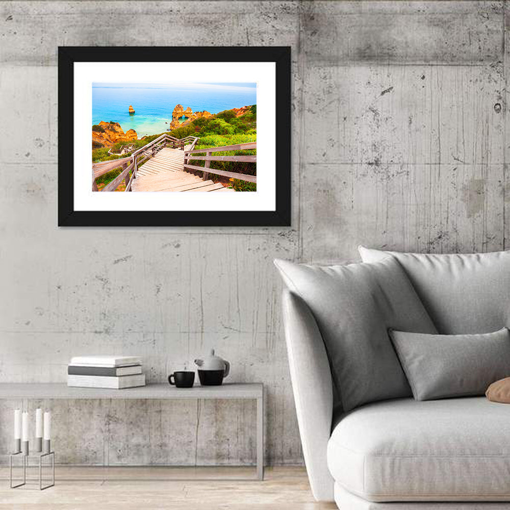 Wooden Stairs to Turquoise Atlantic Cove Wall Art