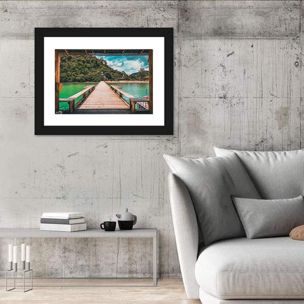 Santhiya Pier Over Turquoise Water Wall Art in a room, landscape