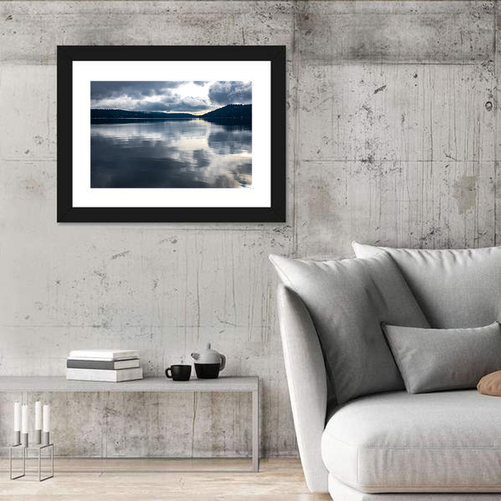 Coeur D'alene Lake Reflection Wall Art in a room, landscape