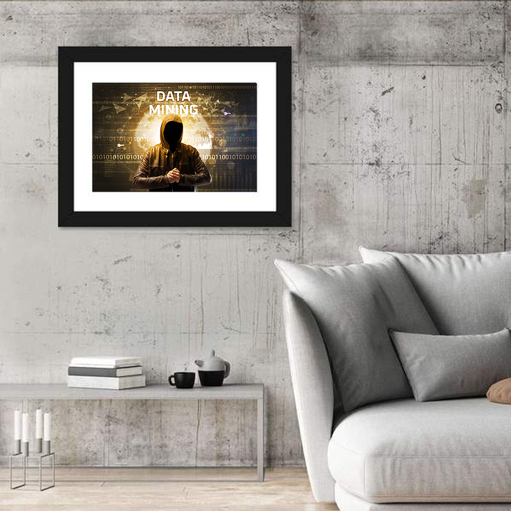 Hooded Hacker Data Mining Concept Wall Art