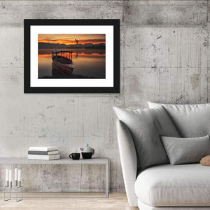 Fishing Boat in Lake Wall Art