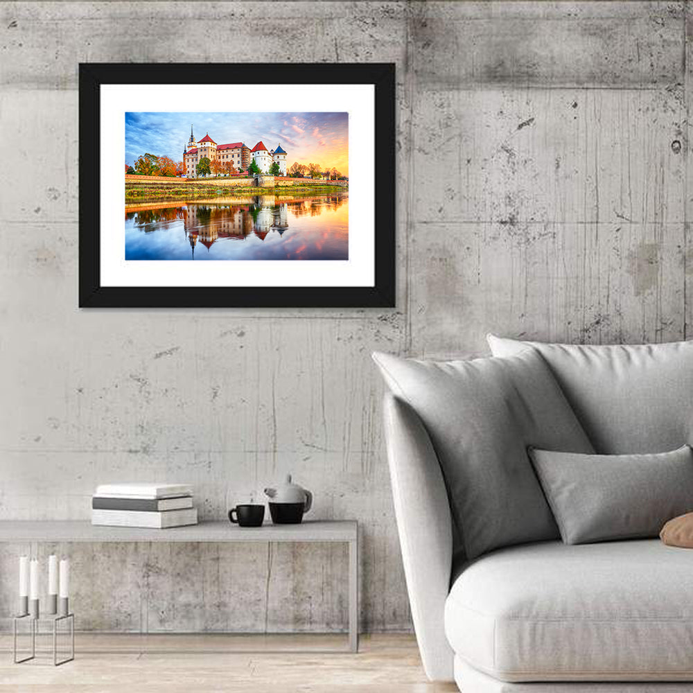 Hartenfels Castle Sunset Reflection Wall Art in a room, landscape