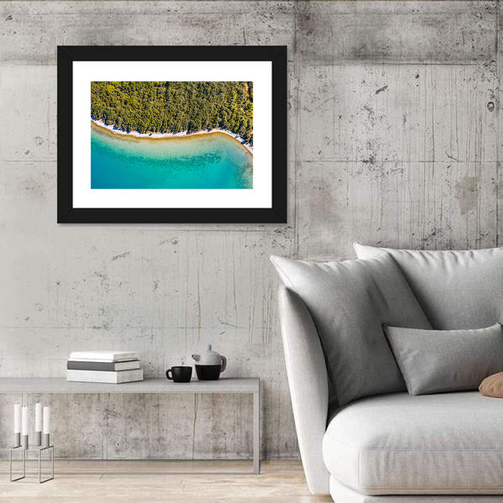 Dugi Otok Aerial Shoreline Wall Art in a room, landscape