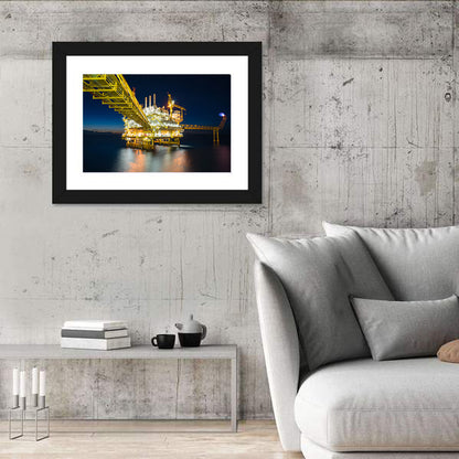 Glowing Offshore Oil Rig Wall Art